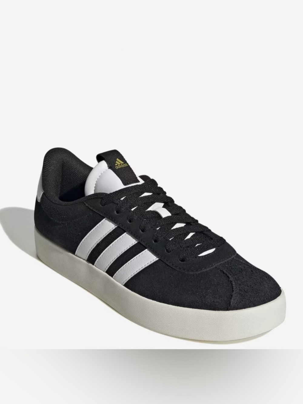 adidas VL Court 3.0 - Black and White Suede Low-Top Sneakers Size 6 1/2